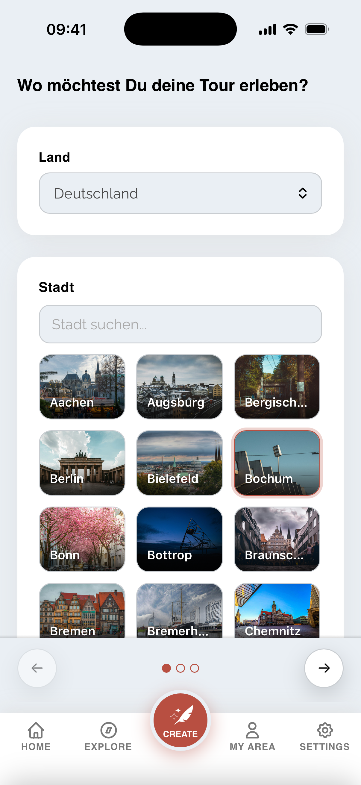 Screenshot der Tour-Erstellung