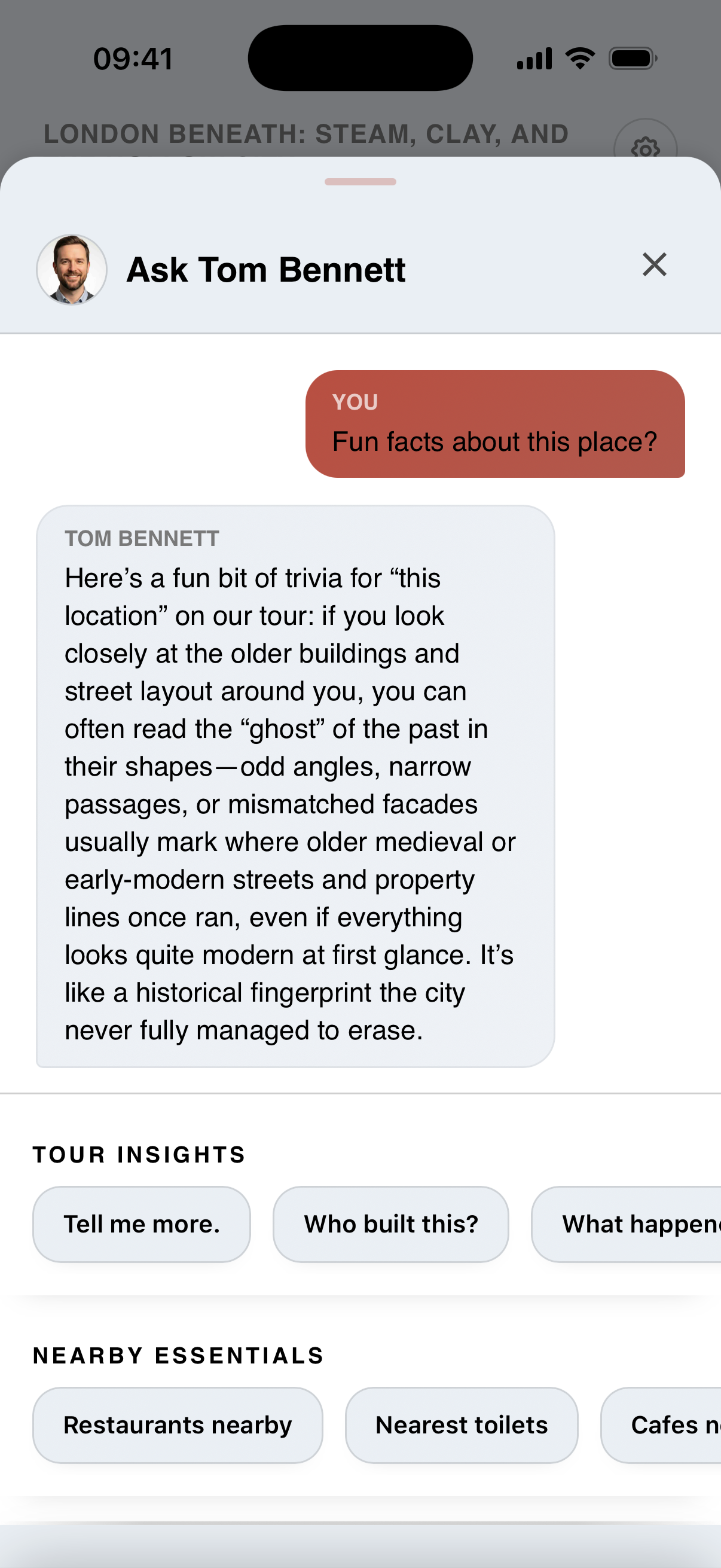 Screenshot of the guide chat